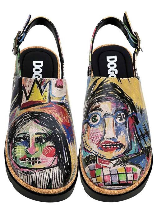 Kadın Vegan Deri Çok Renkli Kalın Taban Sandalet - Live and Save Tasarım - Görsel 4