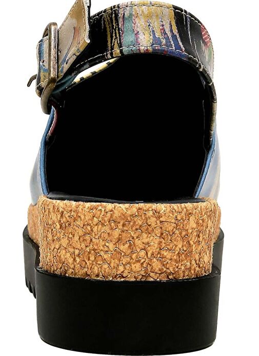 Kadın Vegan Deri Çok Renkli Kalın Taban Sandalet - Live and Save Tasarım - Görsel 8