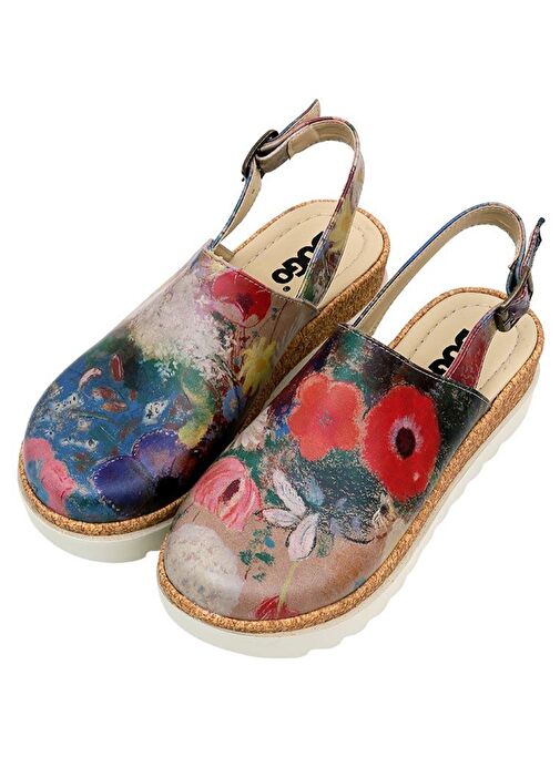 Kadın Vegan Deri Çok Renkli Kalın Taban Sandalet - Full of Hope Tasarım - Görsel 2