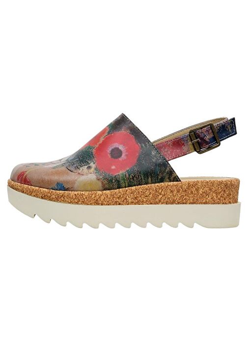 Kadın Vegan Deri Çok Renkli Kalın Taban Sandalet - Full of Hope Tasarım - Görsel 5