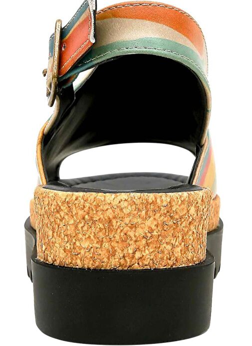 Kadın Vegan Deri Çok Renkli Kalın Taban Sandalet - Goose Bumps Tasarım - Görsel 8