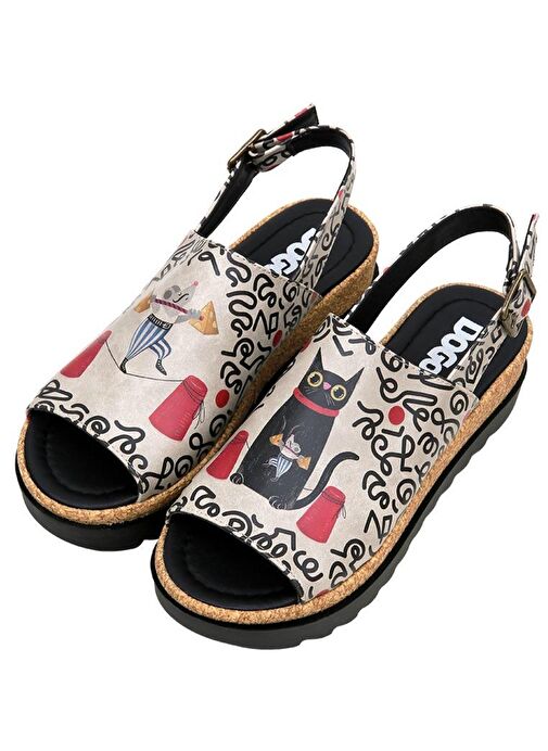 Kadın Vegan Deri Çok Renkli Kalın Taban Sandalet - Cat and Mouse Tasarım - Görsel 2