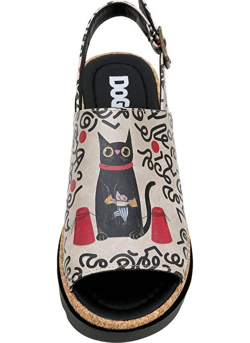 Kadın Vegan Deri Çok Renkli Kalın Taban Sandalet - Cat and Mouse Tasarım - Görsel 5