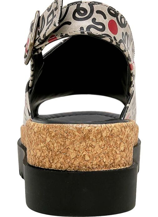 Kadın Vegan Deri Çok Renkli Kalın Taban Sandalet - Cat and Mouse Tasarım - Görsel 6