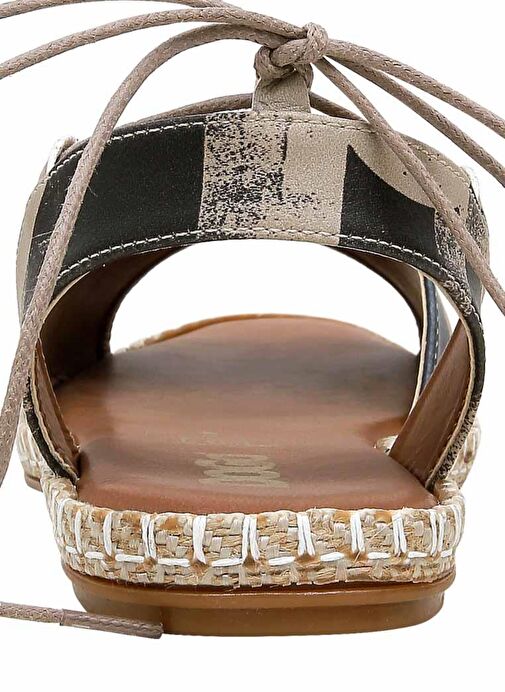 Kadın Vegan Deri Çok Renkli Bağcıklı Sandalet - Geometric Shapes Tasarım - Görsel 8