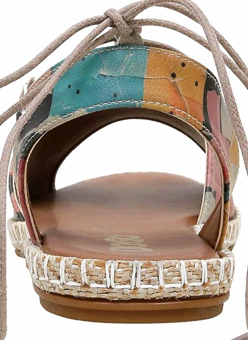 Kadın Vegan Deri Çok Renkli Bağcıklı Sandalet - Block Houses Tasarım - Görsel 7