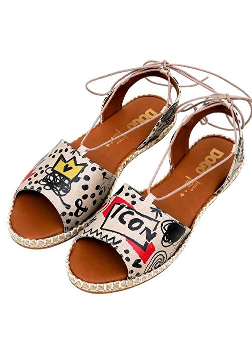 Kadın Vegan Deri Çok Renkli Bağcıklı Sandalet - Icon Tasarım - Görsel 2