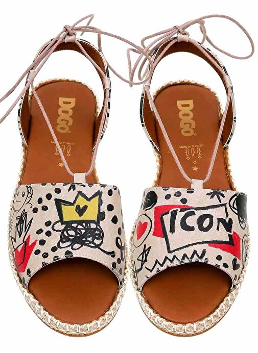 Kadın Vegan Deri Çok Renkli Bağcıklı Sandalet - Icon Tasarım - Görsel 4