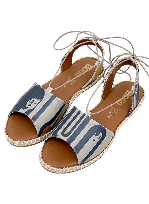 Kadın Vegan Deri Çok Renkli Bağcıklı Sandalet - Love Long Hair Tasarım - Görsel 2