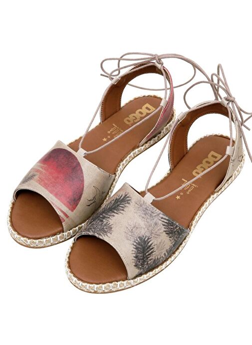 Kadın Vegan Deri Çok Renkli Bağcıklı Sandalet - Stork in the Flight Tasarım - Görsel 2