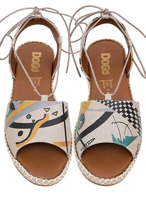 Kadın Vegan Deri Çok Renkli Bağcıklı Sandalet - Listen to the Grass Grow Tasarım - Görsel 4