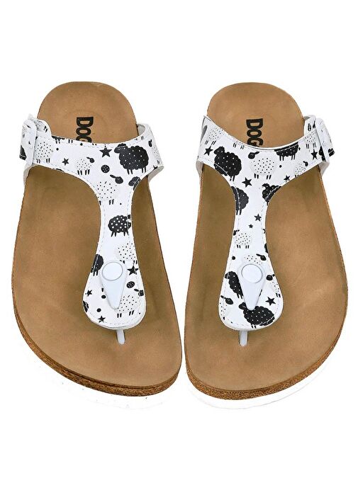 Kadın Vegan Deri Beyaz Parmak Arası Terlik - Count Sheeps Tasarım - Görsel 3