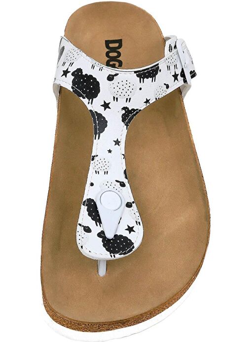 Kadın Vegan Deri Beyaz Parmak Arası Terlik - Count Sheeps Tasarım - Görsel 6