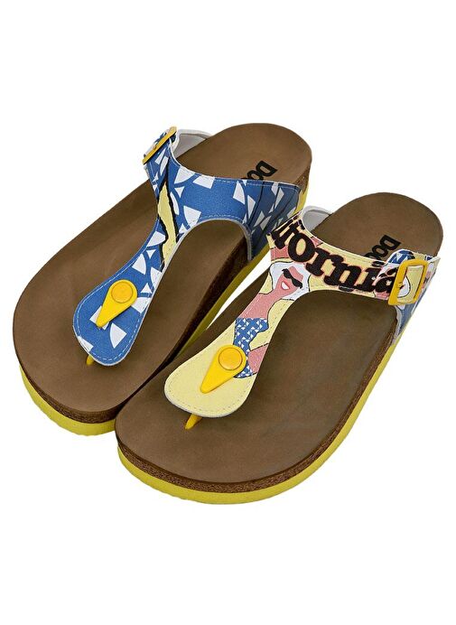 Kadın Vegan Deri Çok Renkli Parmak Arası Terlik - Southern California Tasarım - Görsel 2