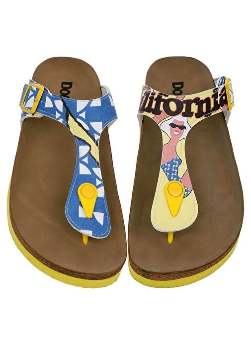 Kadın Vegan Deri Çok Renkli Parmak Arası Terlik - Southern California Tasarım - Görsel 3