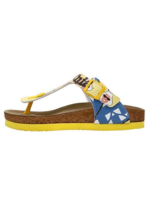 Kadın Vegan Deri Çok Renkli Parmak Arası Terlik - Southern California Tasarım - Görsel 4