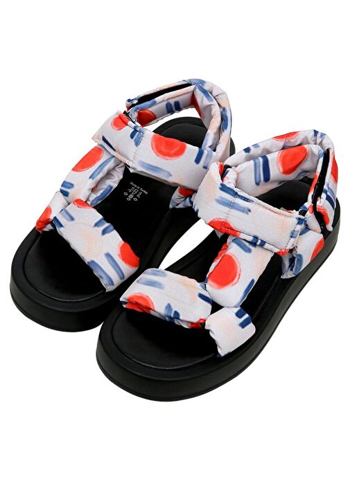 Kadın Vegan Deri Çok Renkli Kalın Taban Sandalet - Red Fish Blue Fish Tasarım - Görsel 2