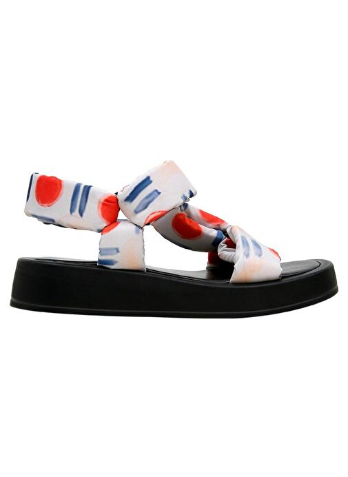 Kadın Vegan Deri Çok Renkli Kalın Taban Sandalet - Red Fish Blue Fish Tasarım - Görsel 5