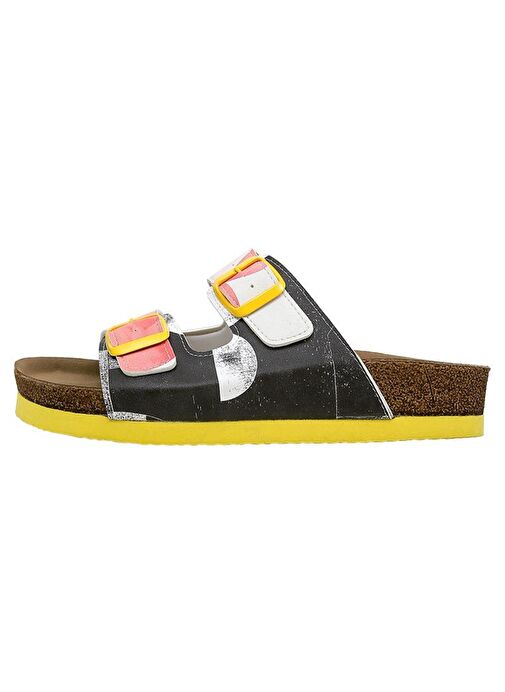 Kadın Vegan Deri Çok Renkli Terlik - Geometric Shapes Tasarım - Görsel 5