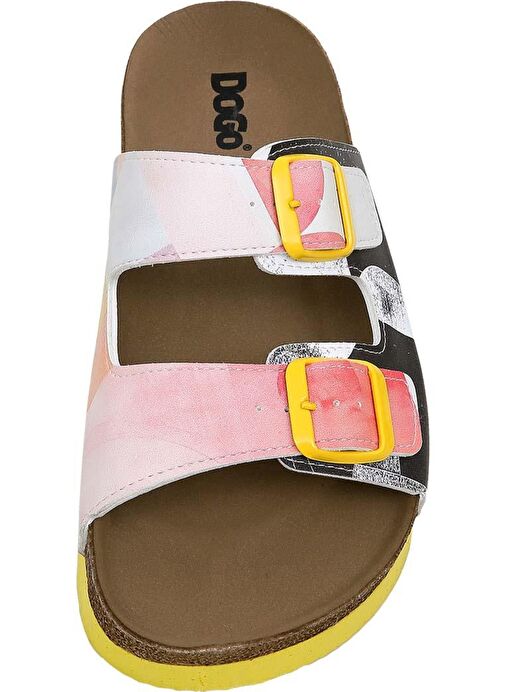 Kadın Vegan Deri Çok Renkli Terlik - Geometric Shapes Tasarım - Görsel 7