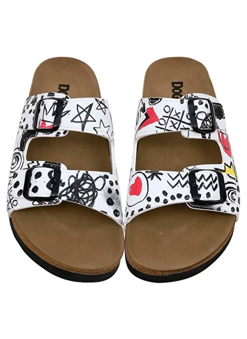 Kadın Vegan Deri Beyaz Terlik - Icon Tasarım - Görsel 3