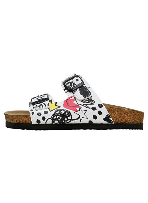 Kadın Vegan Deri Beyaz Terlik - Icon Tasarım - Görsel 4