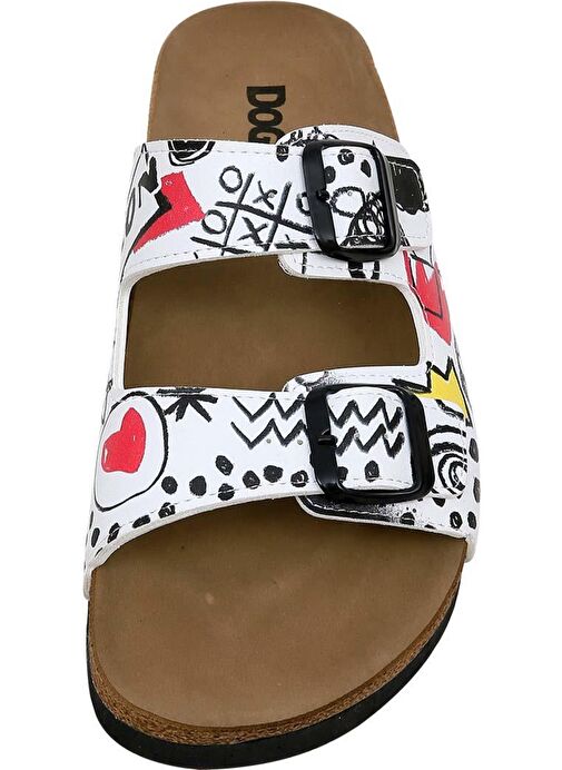 Kadın Vegan Deri Beyaz Terlik - Icon Tasarım - Görsel 6