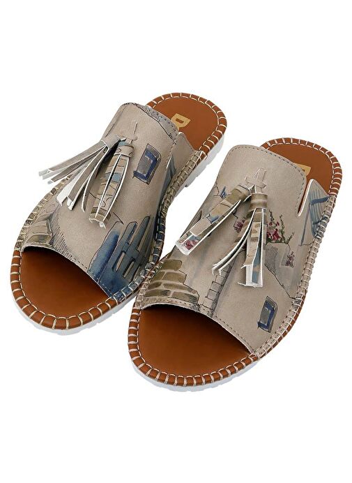 Kadın Vegan Deri Çok Renkli Terlik - Paperflowers Tasarım - Görsel 2