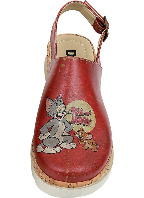 Kadın Vegan Deri Turuncu Kalın Taban Sandalet - Warner Bros Tom ve Jerry Tasarım - Görsel 6
