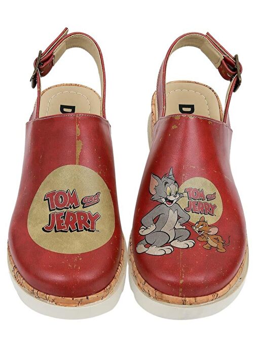 Kadın Vegan Deri Turuncu Kalın Taban Sandalet - Warner Bros Tom ve Jerry Tasarım - Görsel 3