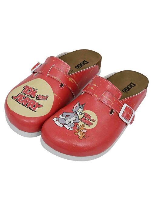Kadın Vegan Deri Turuncu Terlik - Warner Bros Tom ve Jerry Tasarım - Görsel 2