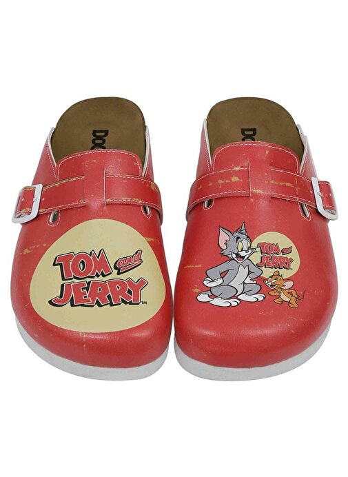 Kadın Vegan Deri Turuncu Terlik - Warner Bros Tom ve Jerry Tasarım - Görsel 3