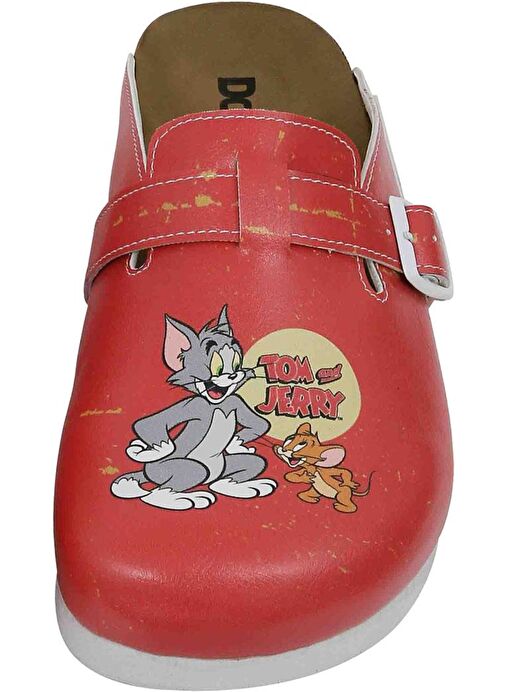 Kadın Vegan Deri Turuncu Terlik - Warner Bros Tom ve Jerry Tasarım - Görsel 6