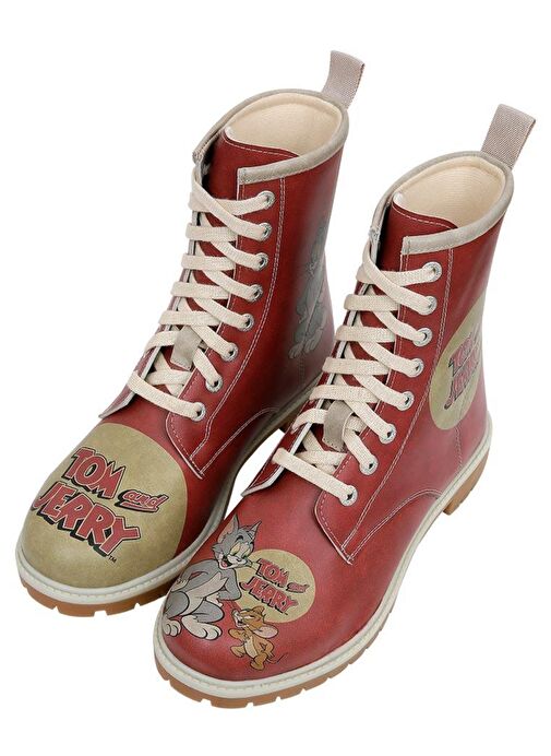 Kadın Vegan Deri Turuncu Uzun Bot - Warner Bros Tom ve Jerry Tasarım - Görsel 2