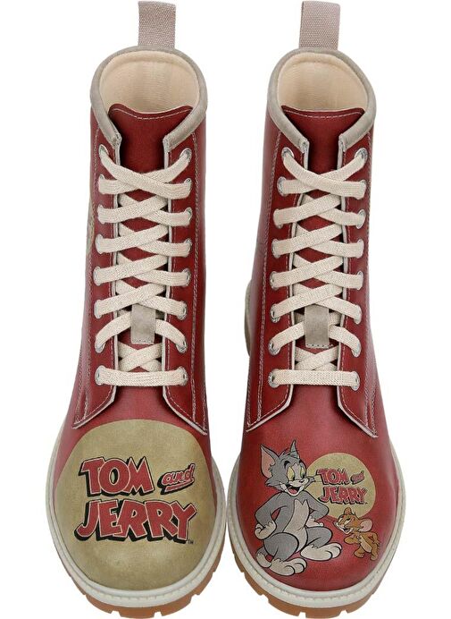 Kadın Vegan Deri Turuncu Uzun Bot - Warner Bros Tom ve Jerry Tasarım - Görsel 3