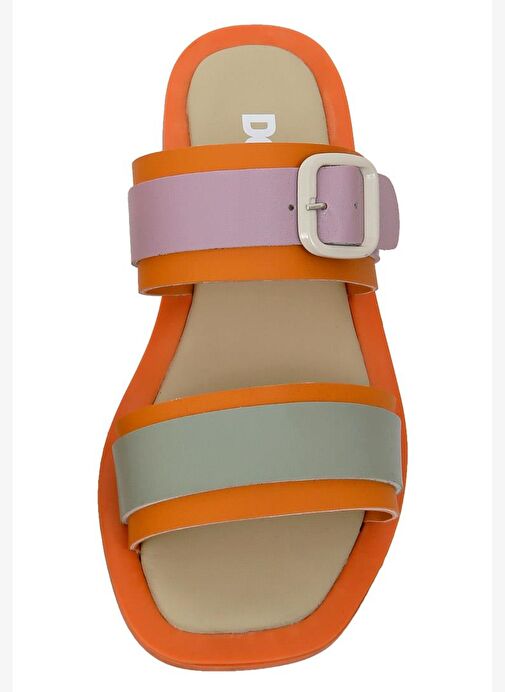 Kadın Vegan Deri Turuncu Terlik - Orange Sunny Tasarım - Görsel 6