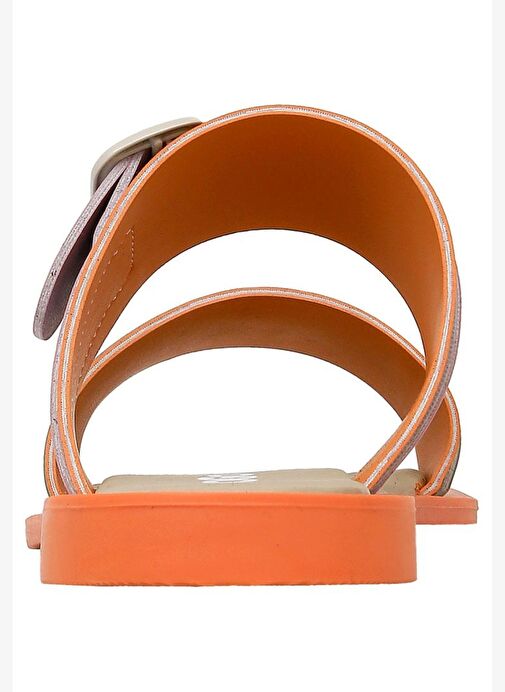 Kadın Vegan Deri Turuncu Terlik - Orange Sunny Tasarım - Görsel 7