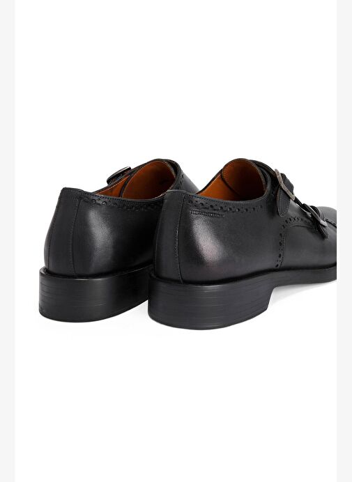 Doğal Deri El Dikişli Toka Detaylı Siyah Klasik Ayakkabı - Görsel 4