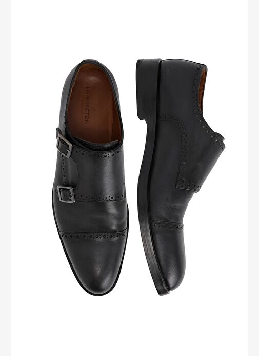 Doğal Deri El Dikişli Toka Detaylı Siyah Klasik Ayakkabı - Görsel 6