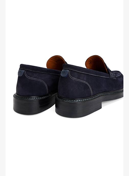 Doğal Deri Lacivert Loafer - Görsel 4