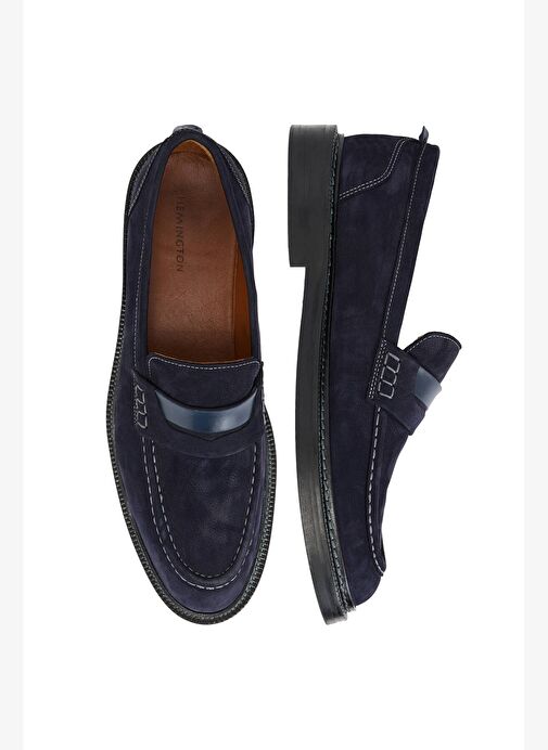 Doğal Deri Lacivert Loafer - Görsel 6