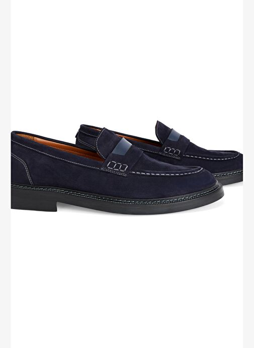 Doğal Deri Lacivert Loafer - Görsel 3