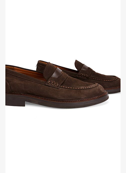 Doğal Deri Koyu Kahverengi Loafer - Görsel 3