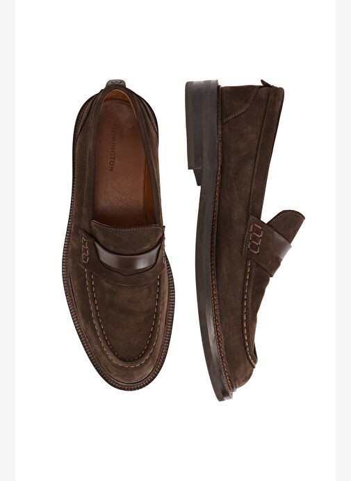 Doğal Deri Koyu Kahverengi Loafer - Görsel 6