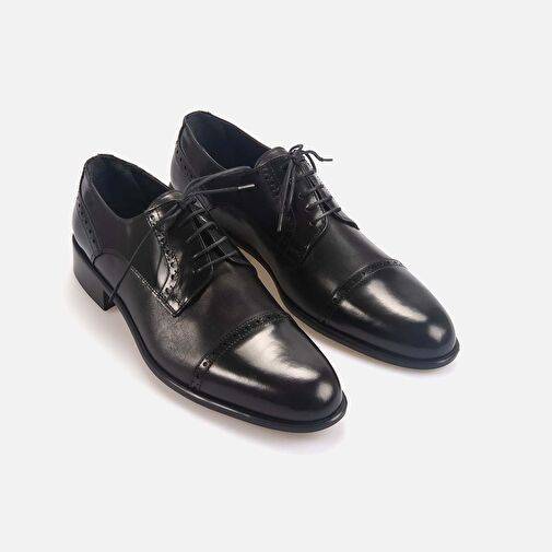 Kemal Tanca Siyah Erkek Deri Klasik Ayakkabı 162KTE483 7453 - Görsel 4