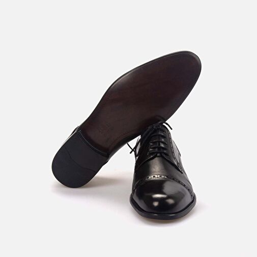 Kemal Tanca Siyah Erkek Deri Klasik Ayakkabı 162KTE483 7453 - Görsel 6