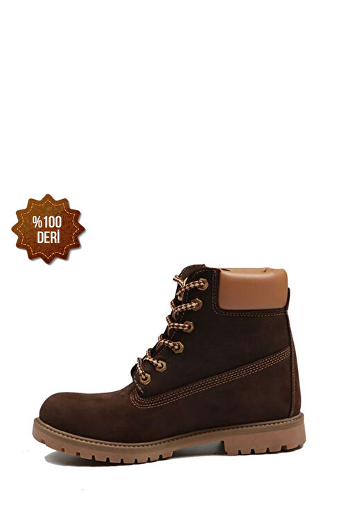 Hammer Jack Hakiki Deri Kahve Crayz Kadın Bot - Görsel 3
