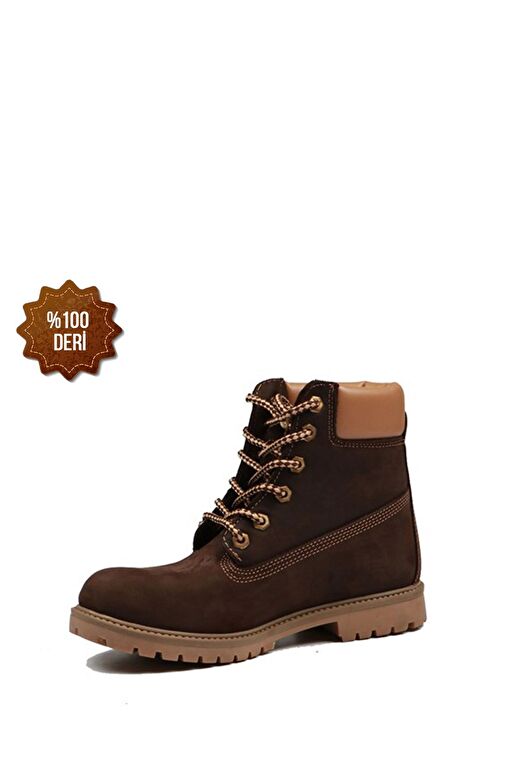 Hammer Jack Hakiki Deri Kahve Crayz Kadın Bot - Görsel 5