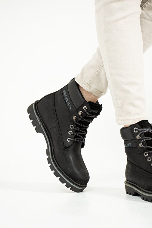 Hammer Jack Hakiki Deri Siyah Nubuk Erkek Bot - Görsel 6