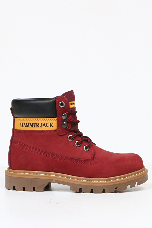 Hammer Jack Hakiki Deri Bordo Nubuk Kadın Bot - Görsel 2